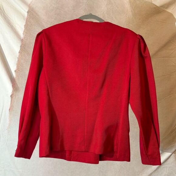 VTG Berg-Ray Frocks Red Double Breasted Blazer 14 80s Power Dressing Made in USA - Picture 4 of 12
